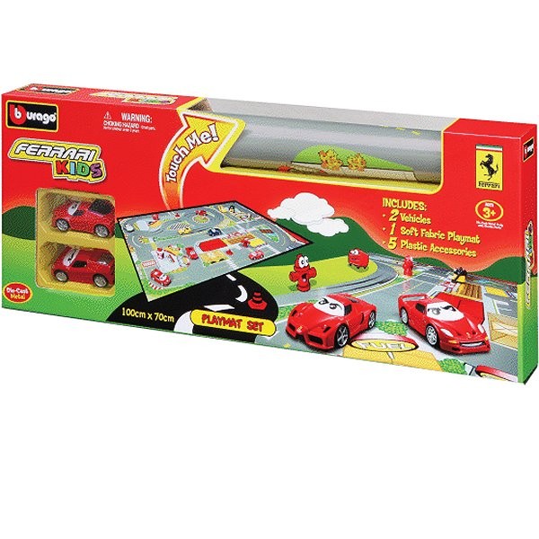 Tapis de jeu : Circuit de voitures 100 x 70 cm : Ferrari Kid - BBurago-31279