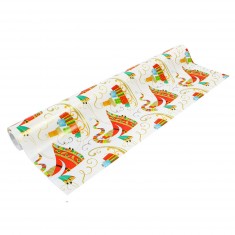 Gift wrapping paper 50 cm wide: Santa Claus and his sleigh