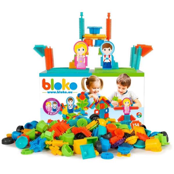 Coffret De Construction BLOKO 100 Pièces - Camion De Travaux Et Figurine, Jouet Dès 1 An