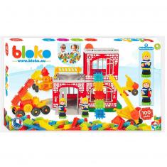 Bloko construction game box: The Fire Station 100 Bloko and 2 3D figurines