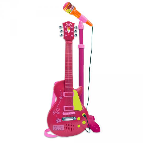 Guitare rock électronique et micro rose - Bontempi-245872