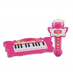 Set teclado electrónico + micrófono rosa