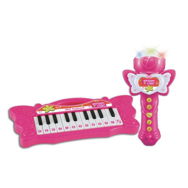 Set teclado electrónico + micrófono rosa - Bontempi-602171