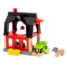 Accessoire pour circuit de train en bois : grange des animaux