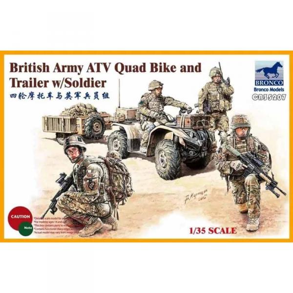 British Army ATV Quad Bike and Trailer w/Soldier- 1:35e - Bronco Models - Bronco-CB35207
