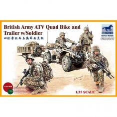 Maquette Véhicule Militaire : Quad et armée britannique avec soldat
