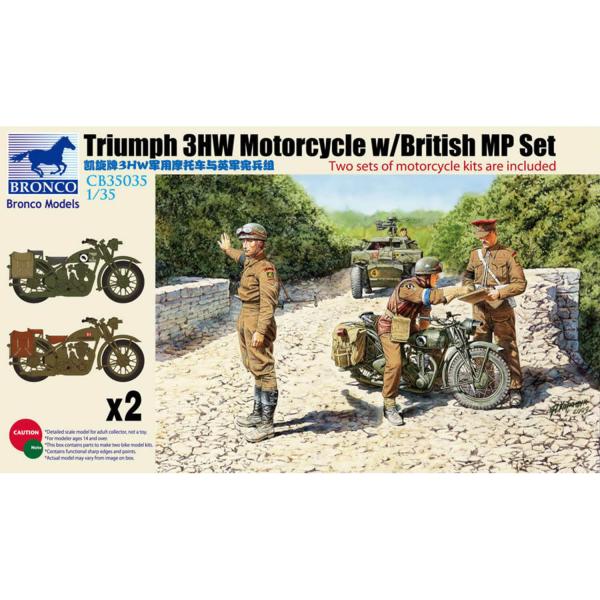 Triumph 3HW Motocycle w/MP Figure Set - 1:35e - Bronco Models - Bronco-CB35035