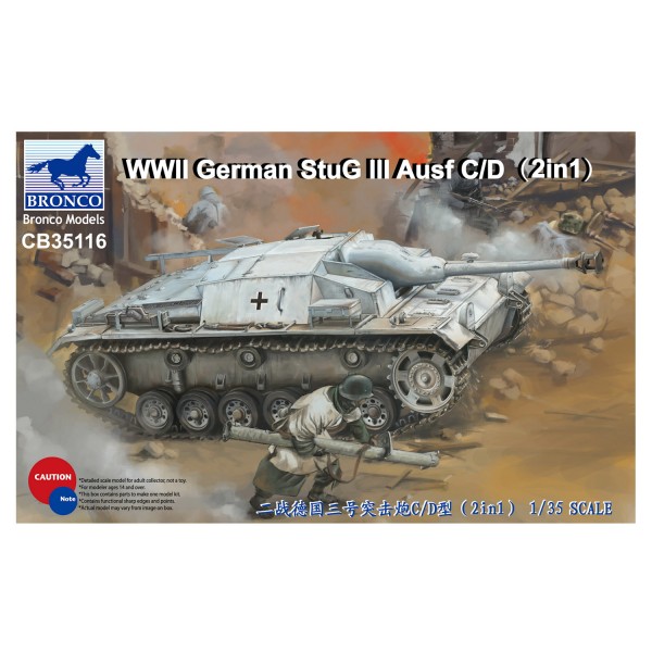 Maquette Char d'assaut :  WWII German Stug III Ausf C/D (2 in 1) - Bronco-BRM35116
