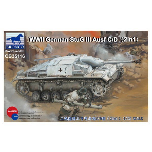 WWII German StuG III Ausf C/D with 75mm StuK 37/L24&75mm StuK40/L48(2in1)- 1:35e - Bronco Models - Bronco-BRM35116