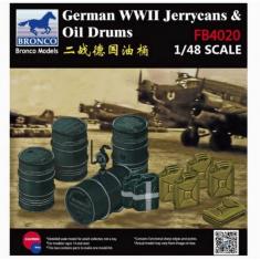 Maqueta de accesorios militares: Bidones y bidones de aceite alemanes de la Segunda Guerra Mundial