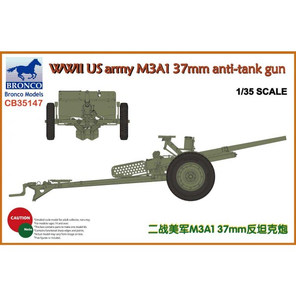 WWII US Army M3A1 37mm Anti-Tank Gun - 1:35e - Bronco Models - Bronco-BRM35147