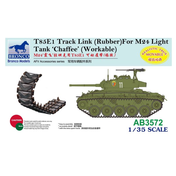 T85E1 Track Link (Rubber Type) For M24 Light Tank Chaffee (Workable- 1:35e - Bronco Models - Bronco-BRMAB3572