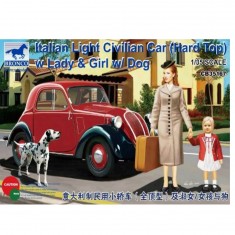 Italian Light Civilian Car (Hard Top) w/Lady & Girl- 1:35e - Bronco Models