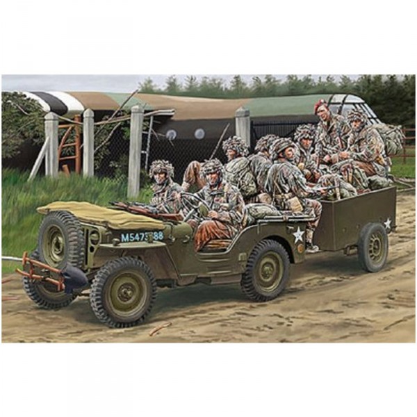 British Airborne Troops Riding In 1/4Ton Truck & Trailer- 1:35e - Bronco Models - Bronco-BRM35169
