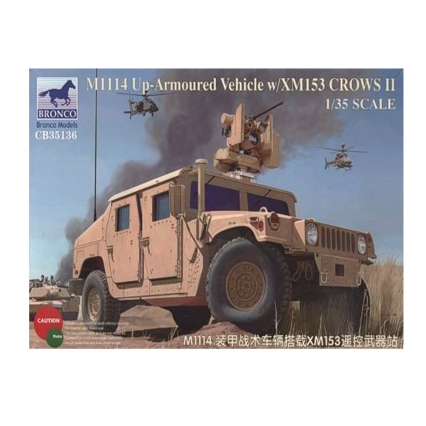 Maquette Véhicule Militaire : M1114 Up-Armoured Vehicle w/XM153 CROWS II - Bronco-BRM35136