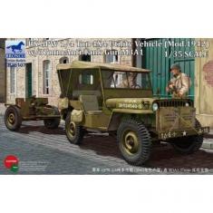 Militärfahrzeugmodell: Jeep US GPW mit Panzerabwehrkanone / 37mm M3A1