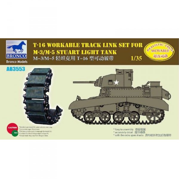 T-16 Workable Track Set f.M-3/M-5 Stuart - 1:35e - Bronco Models - Bronco-BRMAB3553