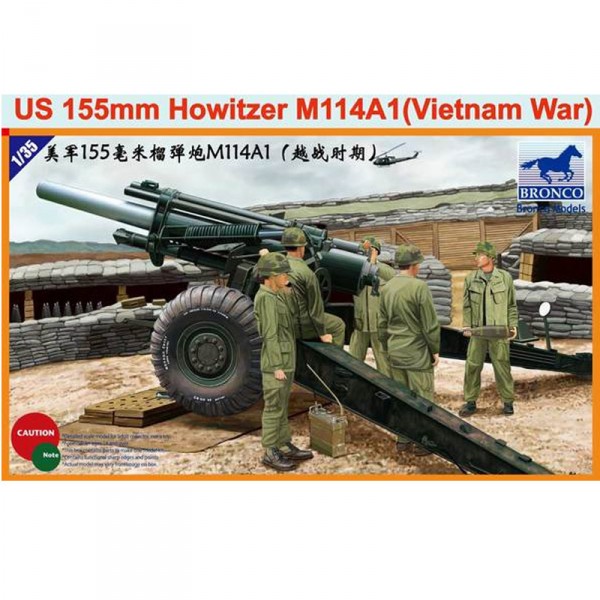 Maquette canon : US 155mm Howitzer M114A1 (Vietnam War) - Bronco-BRM35102