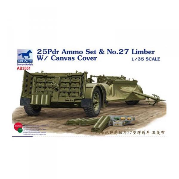 Military accessories model: 25pdr & n ° 27 Limber Canvas Cove ammunition set - Bronco-BRMAB3551