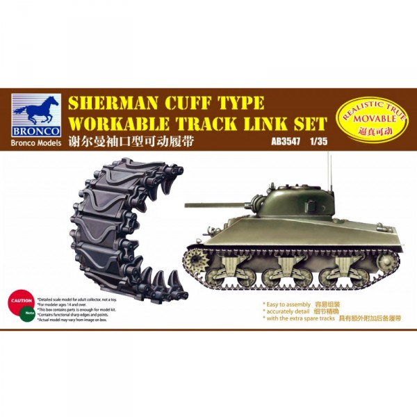 Maquette char : Set de chenilles pour chars Sherman type Cuff - Bronco-BRMAB3547