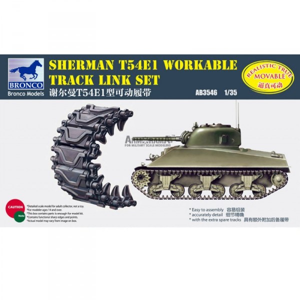 Maquette accessoire : Sherman T54E1 workable Track Link Set - Bronco-BRMAB3546