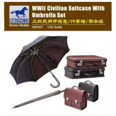 Zubehörmodell: Ziviler Koffer aus dem 2. Weltkrieg mit Regenschirm-Set