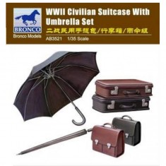 WWII Civilian Suitcase with Umbrella Set - 1:35e - Bronco Models