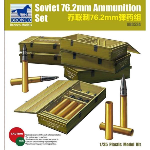 Accessoires de maquettes militaires: set de munitions soviétiques de 7,6cm - Bronco-AB3534