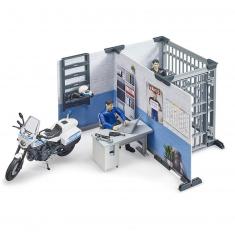 Bworld figurine: Police station with motorcycle