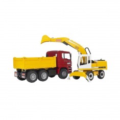 Man dump truck with Liebherr backhoe