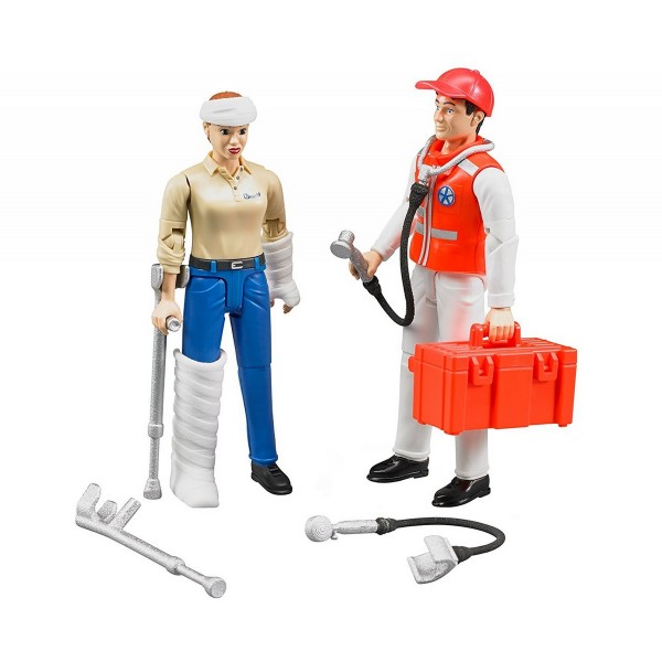 Figurine : Ambulancier et patient - Bruder-62710