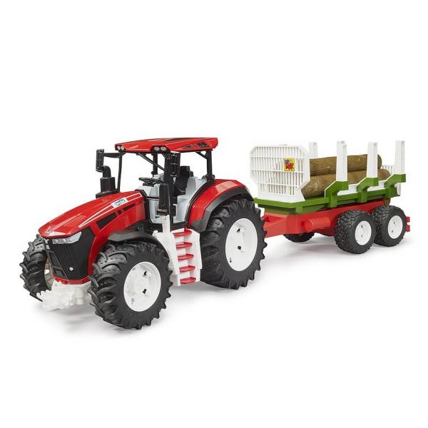 Tractor ROADMAX con remolque forestal y 3 troncos - Bruder-3453