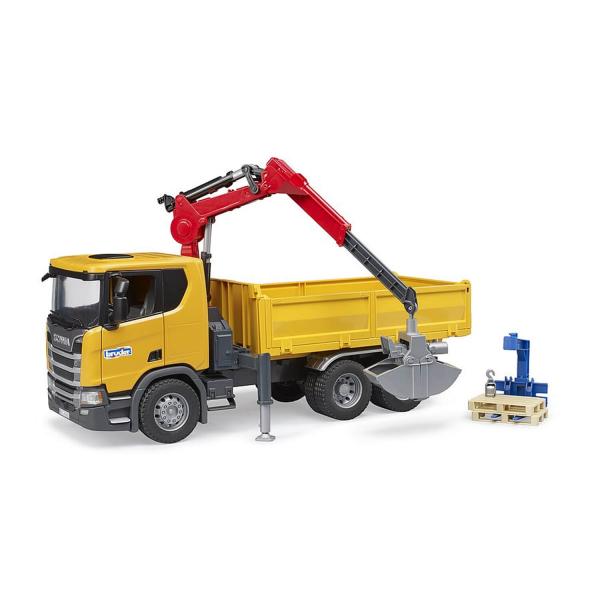 Camión de construcción Scania Super 560R con grúa y 2 palés - Bruder-3551