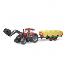 Tracteur Case IH Optum 300CVX avec remorque de transport ball