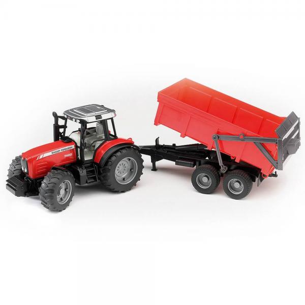 Massey Ferguson 7480 Traktor mit Kippanhänger - Bruder-2045