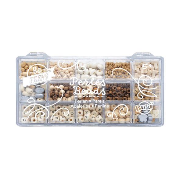 Caja de cuentas de madera - natural - Buki-PE014