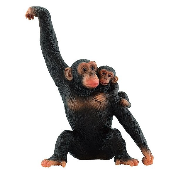 Monkey Figurine: Chimpanzee with baby - Bullyland-B63594