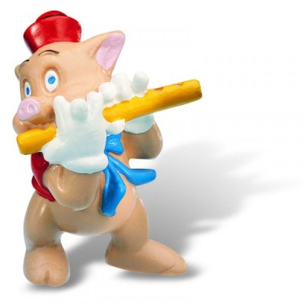 The three little pigs figurine: Little Pig with a flute - Bullyland-B12490