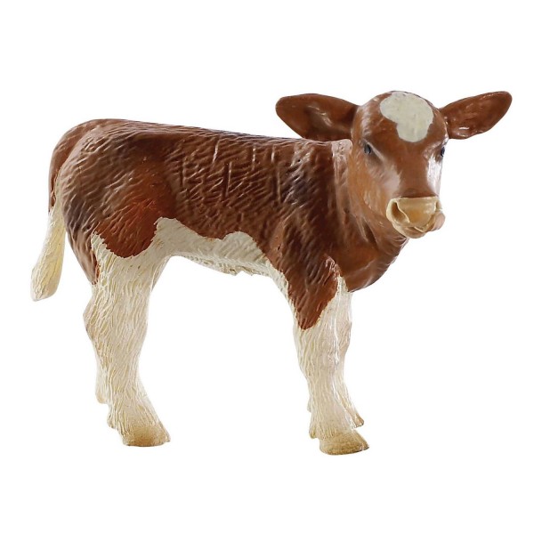 Figurine vache marron/blanc : Veau - Bullyland-B62630