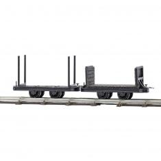 HO model railway : Stake wagon and straight-edged wagon