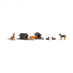 HO model: Set of dogs and kennels