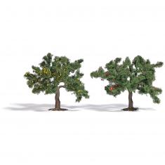 Escenografía Modelismo HO: 2 árboles frutales, 75 mm