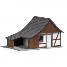 HO-Modell: Haus mit Holzschuppen
