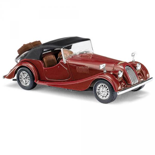 HO model vehicle: Morgan Plus 8 with luggage rack and suitcase - Busch-BUV47152