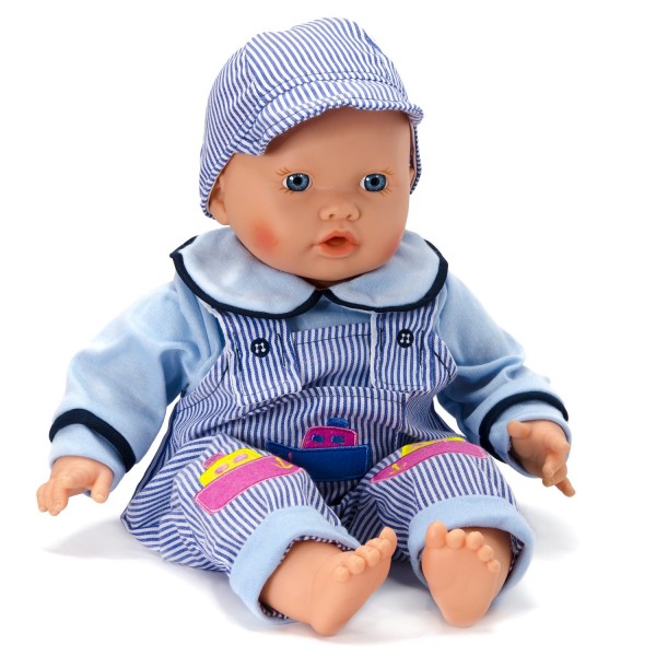 Vêtements pour poupée de 46 cm : Tenue Bleue avec salopette rayée et casquette - Calinou-LI55003-6