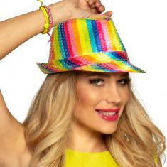 Gorro popstar lentejuelas arcoíris- Adulto