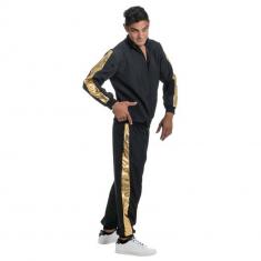 Negro y oro rapero traje - Adulto