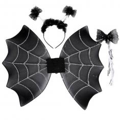 Set de accesorios de murciélago - Alas, diadema, varita - Niño