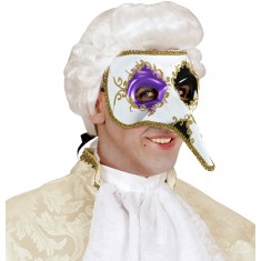 Máscara veneciana de nariz larga - Púrpura y Negro