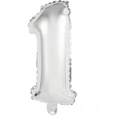 Globo de Aluminio 40 cm: Número 1 - Plata